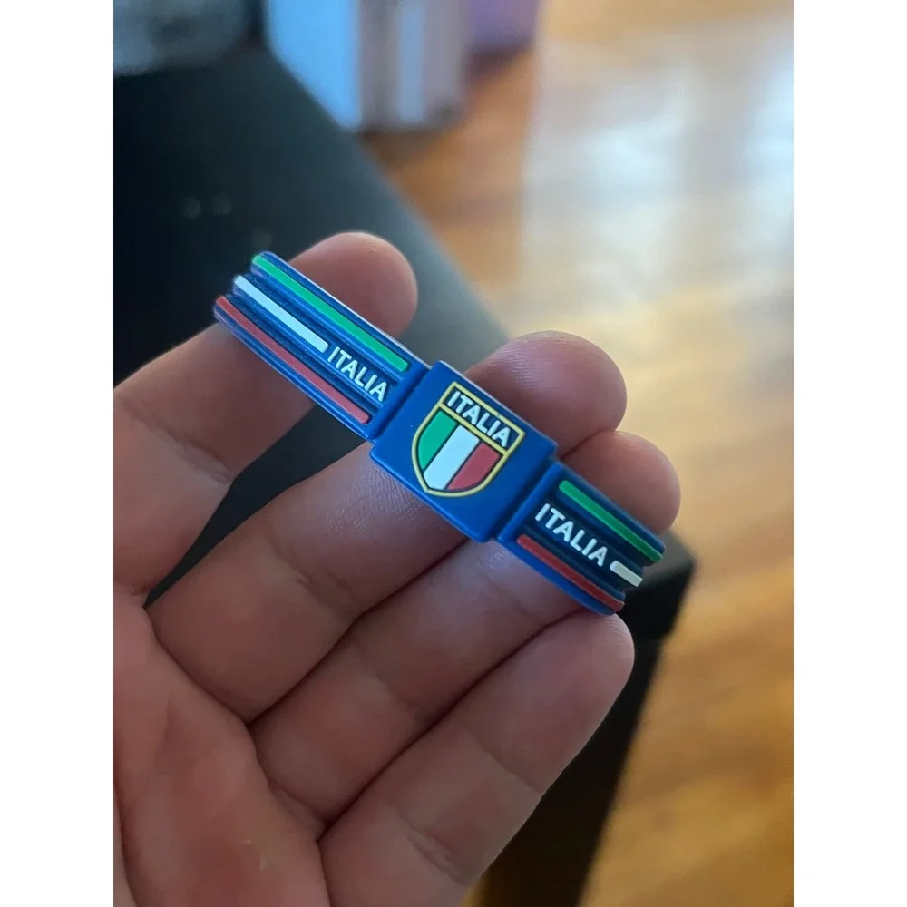 Italia Italy National Team Silicone Rubber Bracelet Blue Tricolor Flag Soccer